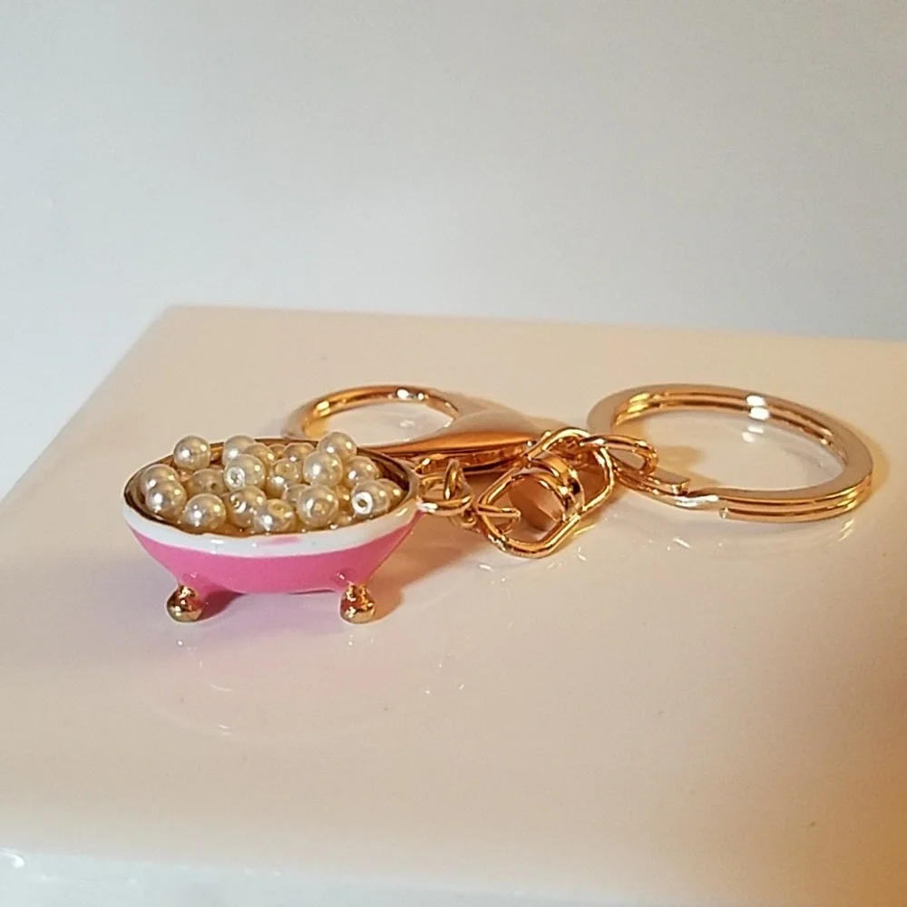 Bubble Bath Gold Tone Purse Charm Keyring